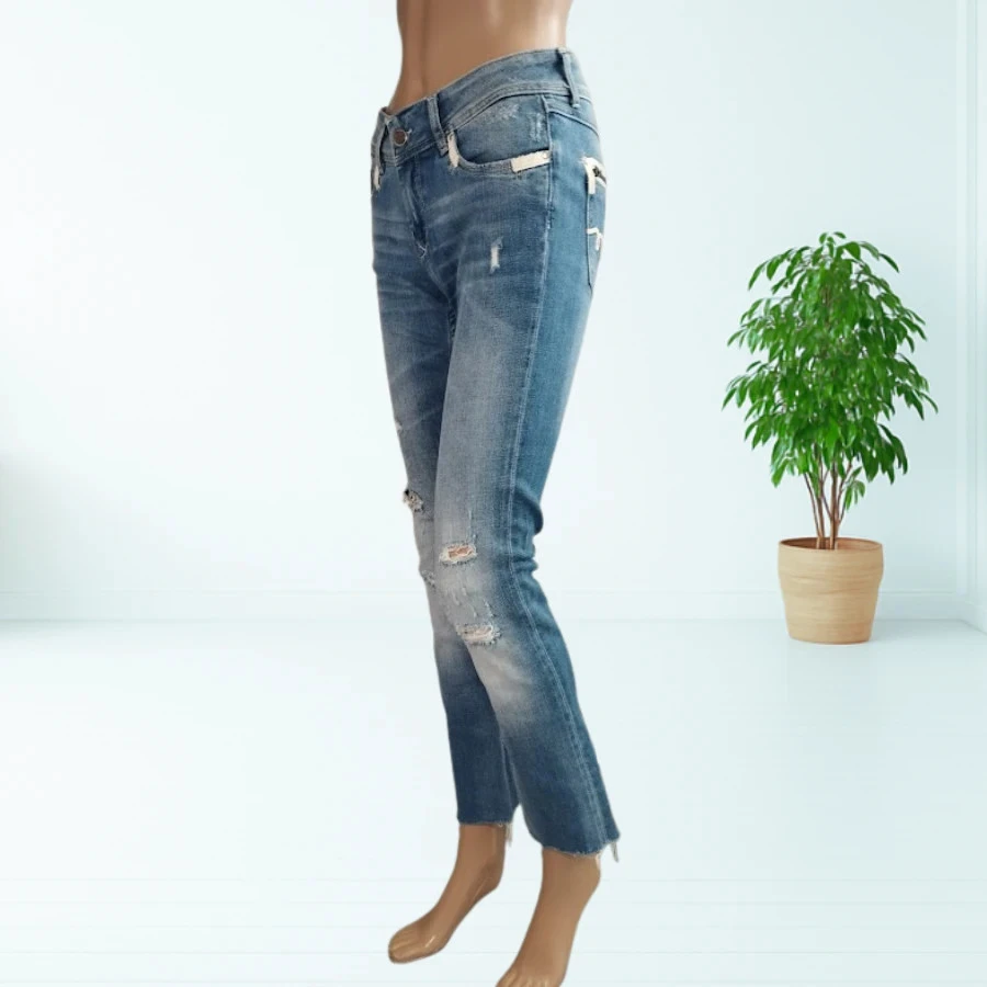 Kaporal suede model jeans - slim fit destroy - low waist - stretchy - light blue - Size 36 – photo 6